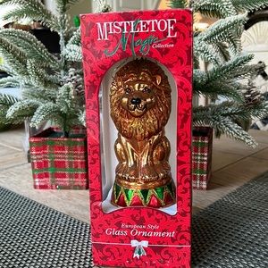 New in box VINTAGE Blown Glass Circus Lion Christmas Ornament